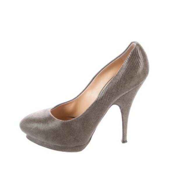 GIUSEPPE ZANOTTI Grey Snakeskin Platform Heels - Picture 1 of 8